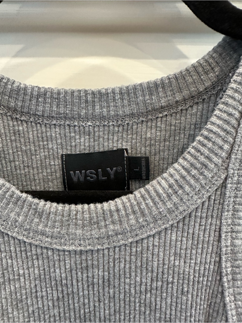 WSLY Light Grey Ribbed Racerback Tank Top - Picture 3 of 3